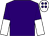 Purple, white halved sleeves, white cap, purple spots