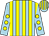 Light blue and yellow stripes, light blue sleeves, yellow spots