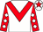 White, red chevron, red sleeves, white diamonds, white cap, red star