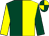 Dark green and yellow (halved), sleeves reversed, dark green and yellow quartered cap