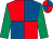 Red and royal blue (quartered), emerald green sleeves