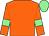 Orange body, orange arms, light green armlets, light green cap