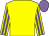 Yellow body, yellow arms, mauve striped, mauve cap