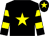 Black, yellow star, hooped sleeves and star on cap