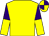 Yellow, purple and yellow halved sleeves, yellow and purple quartered cap