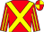 Red, yellow cross belts, striped sleeves, quartered cap