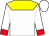 white, yellow yoke, white sleeves, red cuffs, white cap