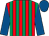 Red and emerald green stripes, royal blue sleeves and cap