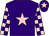 Purple, pink star, checked sleeves, purple cap, pink star