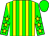 Yellow body, big-green striped, big-green arms, yellow stars, big-green cap