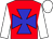 Red, blue maltese cross, white sleeves and cap