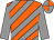 Orange, grey diagonal stripes, grey sleeves, quartered cap