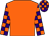 Orange, purple and orange checked sleeves and cap