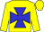 Yellow, blue maltese cross, yellow sleeves and cap