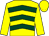 Yellow, dark green chevrons, yellow sleeves and cap