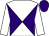 Purple and white diabolo, white sleeves, purple cap