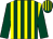 Dark green & yellow stripes, dark green sleeves, striped cap
