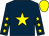 Dark blue, yellow star, yellow stars on sleeves, yellow cap