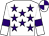 White, purple stars, purple armlets, quartered cap