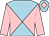 Light blue and pink diabolo, pink sleeves, light blue cap, pink diamond