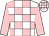 White and pink check, pink sleeves