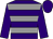 Purple, grey hoops, purple sleeves and cap