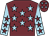 blue, light blue stars, , garnet stars on sleeves, garnet cap, blue stars