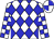 White, blue diamonds, checked sleeves, quartered cap