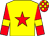 Yellow, red star, red sleeves, yellow armlets, check cap