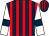 Dark blue and red stripes, white sleeves, dark blue armlets