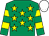 Emerald green, yellow stars, hooped sleeves, white cap