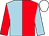 light blue and red halved, sleeves reversed, white cap