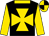Black, gold maltese cross, gold sleeves and collar, quartered cap