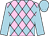 Pale pink and pale blue checked diamonds, pale blue sleeves and cap