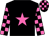 Black, hot pink star, checked sleeves and cap