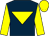 Dark blue, yellow inverted triangle, sleeves and cap