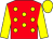 Red, yellow spots, sleeves and cap