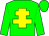 Green body, yellow cross of lorraine, green arms, green cap