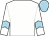 White, light blue chevron on sleeves, light blue cap