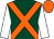 Dark green, orange cross belts, white sleeves, orange cap