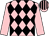 Pink & black diamonds, pink sleeves, striped cap