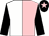 Pink & white halved, black sleeves, black cap, pink star