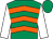 Emerald green, orange chevrons, white sleeves, emerald green cap