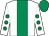 White, emerald green stripe, emerald green spots on sleeves, emerald green cap