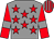 grey, red stars, grey armbands on red sleeves, striped cap