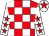 Red and white check, white sleeves, red stars, white cap, red star