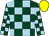 dark green, light blue checked, yellow cap