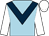 Light blue, dark blue chevron, white arms, white cap