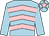 Light blue, pink chevrons, light blue sleeves, light blue cap, pink star