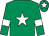 Emerald green, white star, armlets and star on cap